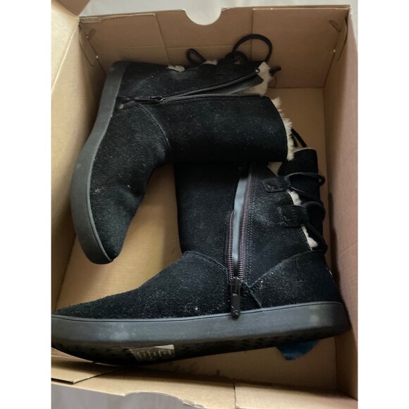Koolaburra By Ugg Womens Shazi Short Black Boots US 8 Water-Resistant Suede Lace - Picture 1 of 12